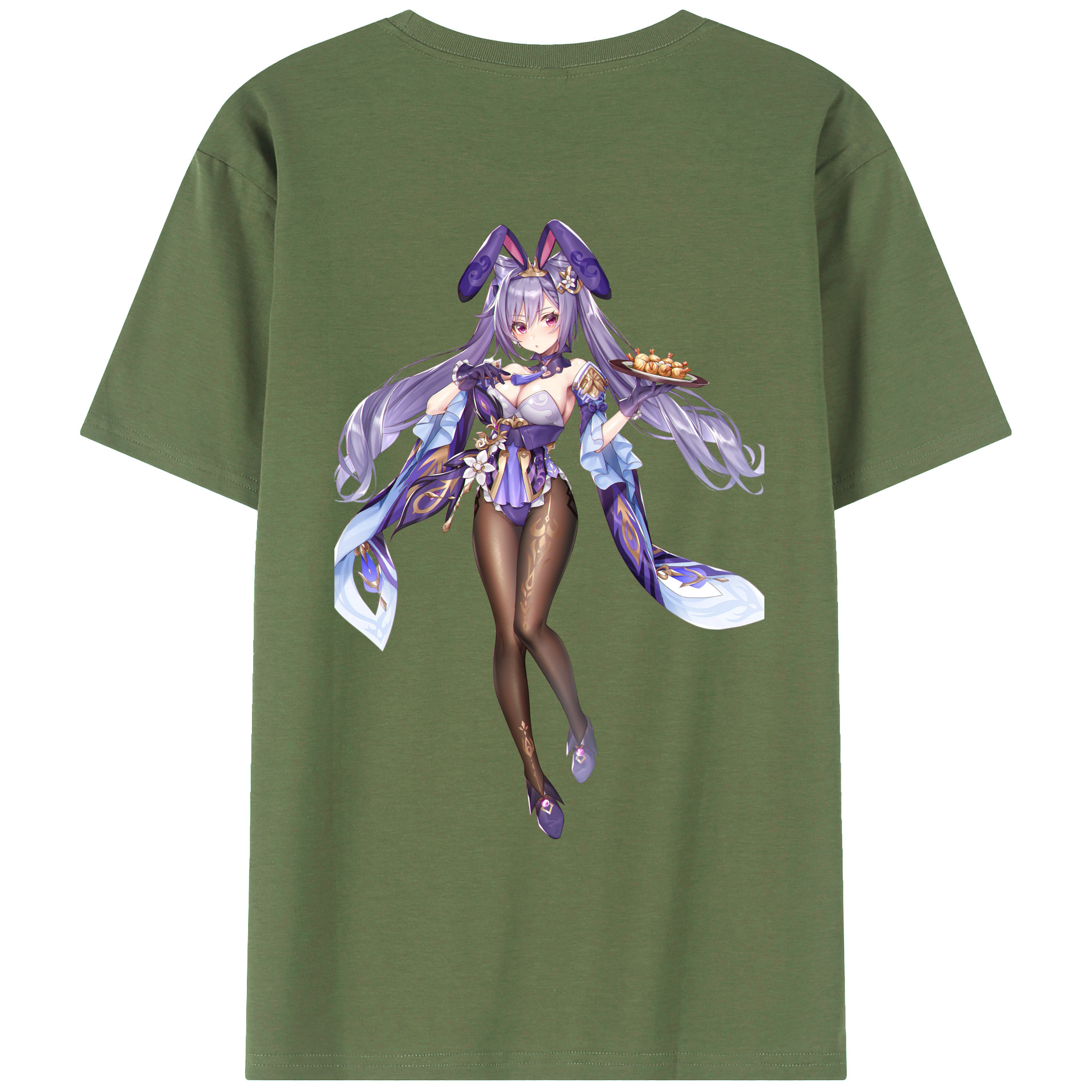 げんし神 刻晴 こくせい genshin Kokusei 綿100％ メンズ半袖Tシャツ（バックプリント） 通気性